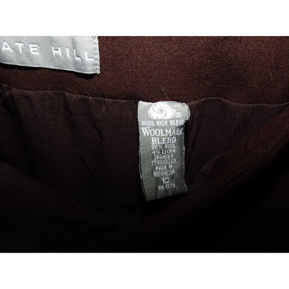Kate Hill 10 burgundy wool ruffle hem side zip straight skirt - Picture 2 of 4